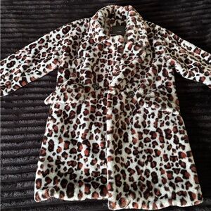 Steve Madden blue cheetah print faux fur coat